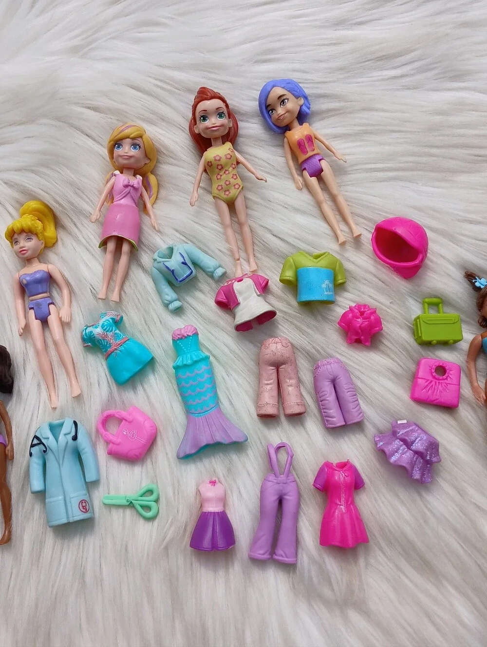 Polly Pocket Lot 6 Figures Mini Dolls Clothing Clothes Accessories y2k - modern